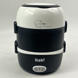 Itaki PRO Electric Lunch Box Portable Bento Food Warmer Steamer 2-Tier Complete